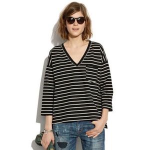 Madewell Side Zip Slub Ponte Striped Tee
